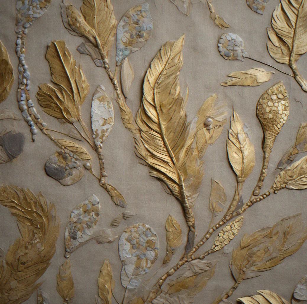 Close-up detail of papier-mâché surface texture showing hand-painted pigment layering and natural matte finish